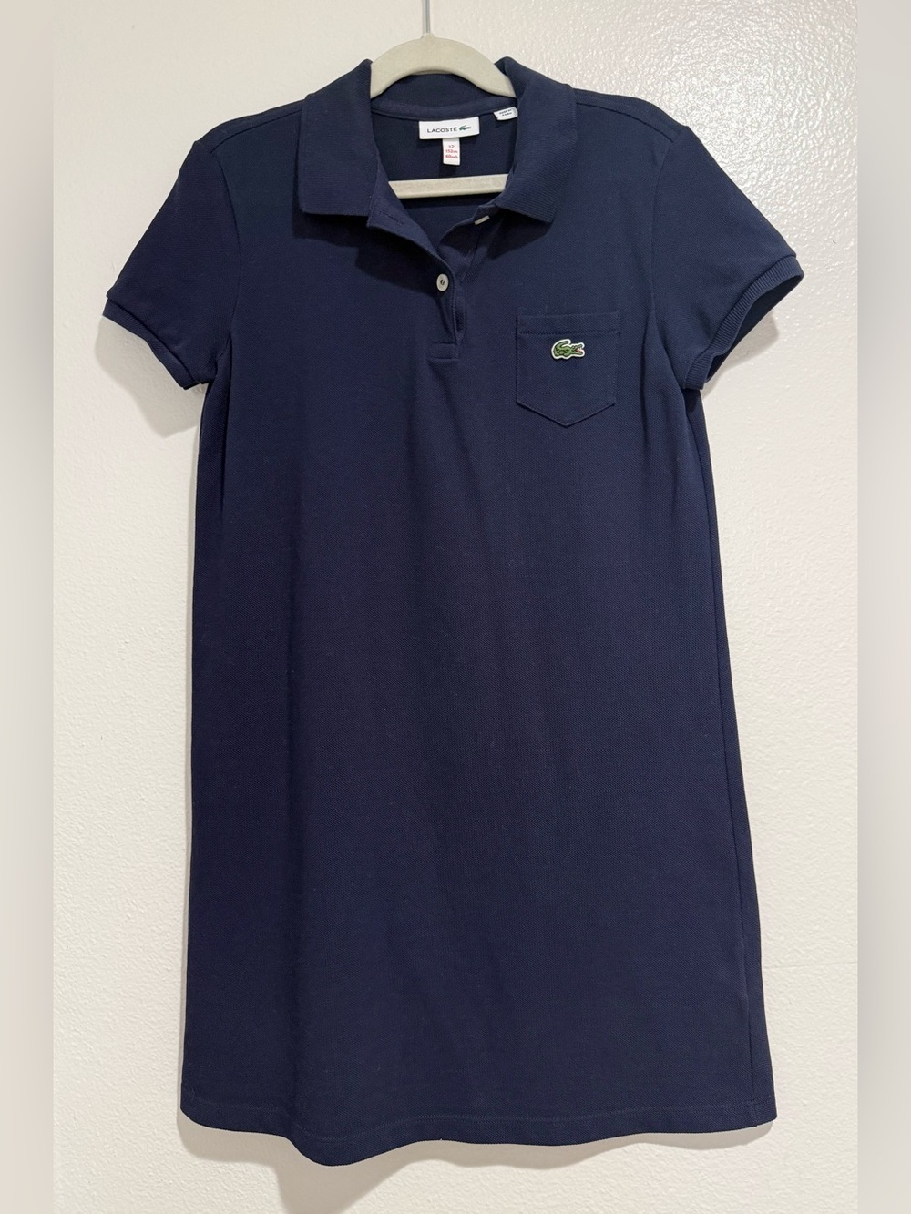 Lacoste Navy Blue Girls' Polo Dress with Croc Patch